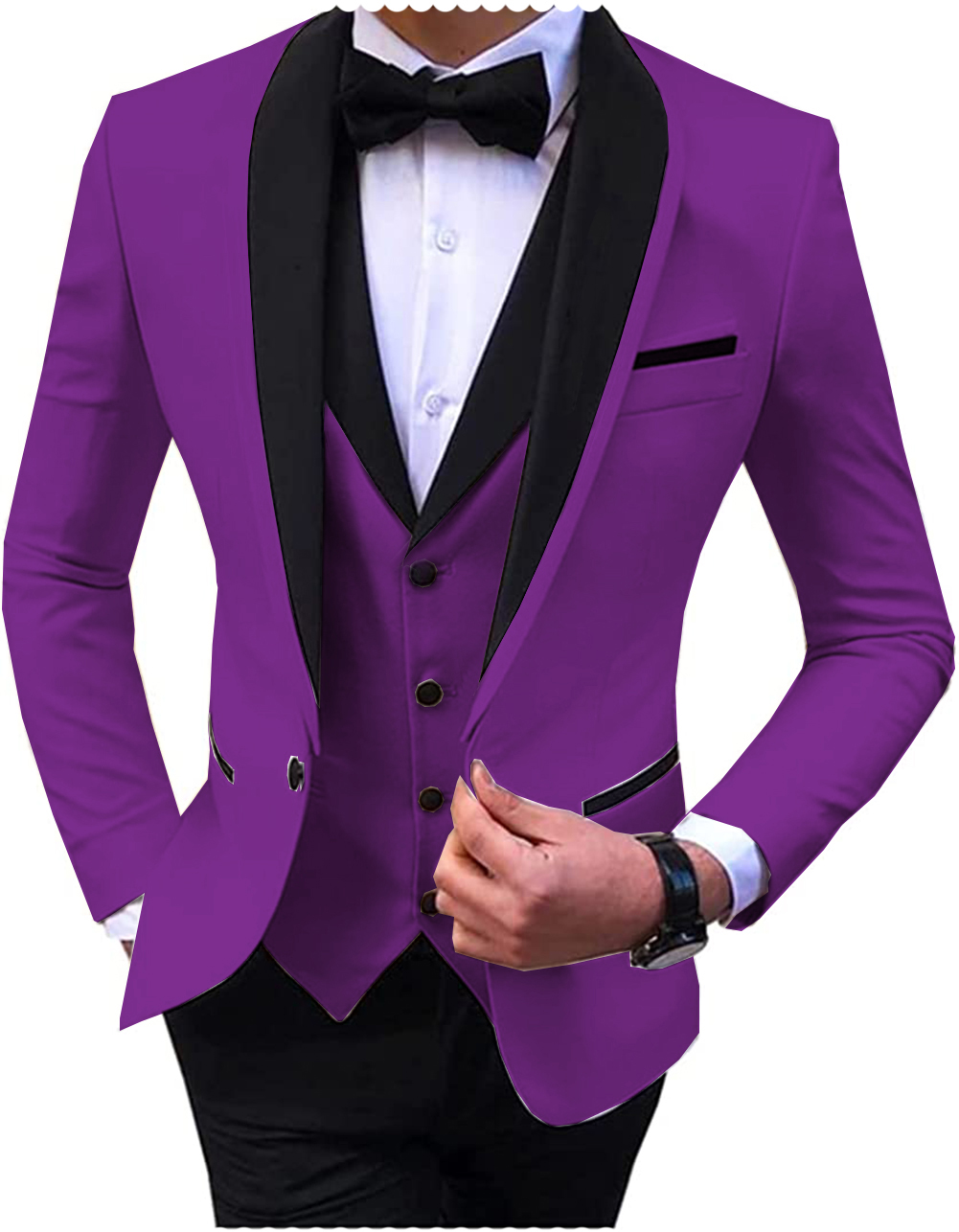 Men's 3 Pieces Fashion Shawl Lapel Tuxedos For Wedding Groomsmen(Blazer+vest+Pants)