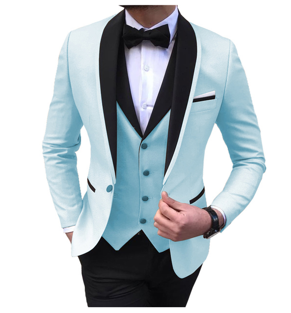 Men's 3 Pieces Fashion Shawl Lapel Tuxedos For Wedding Groomsmen(Blazer+vest+Pants)