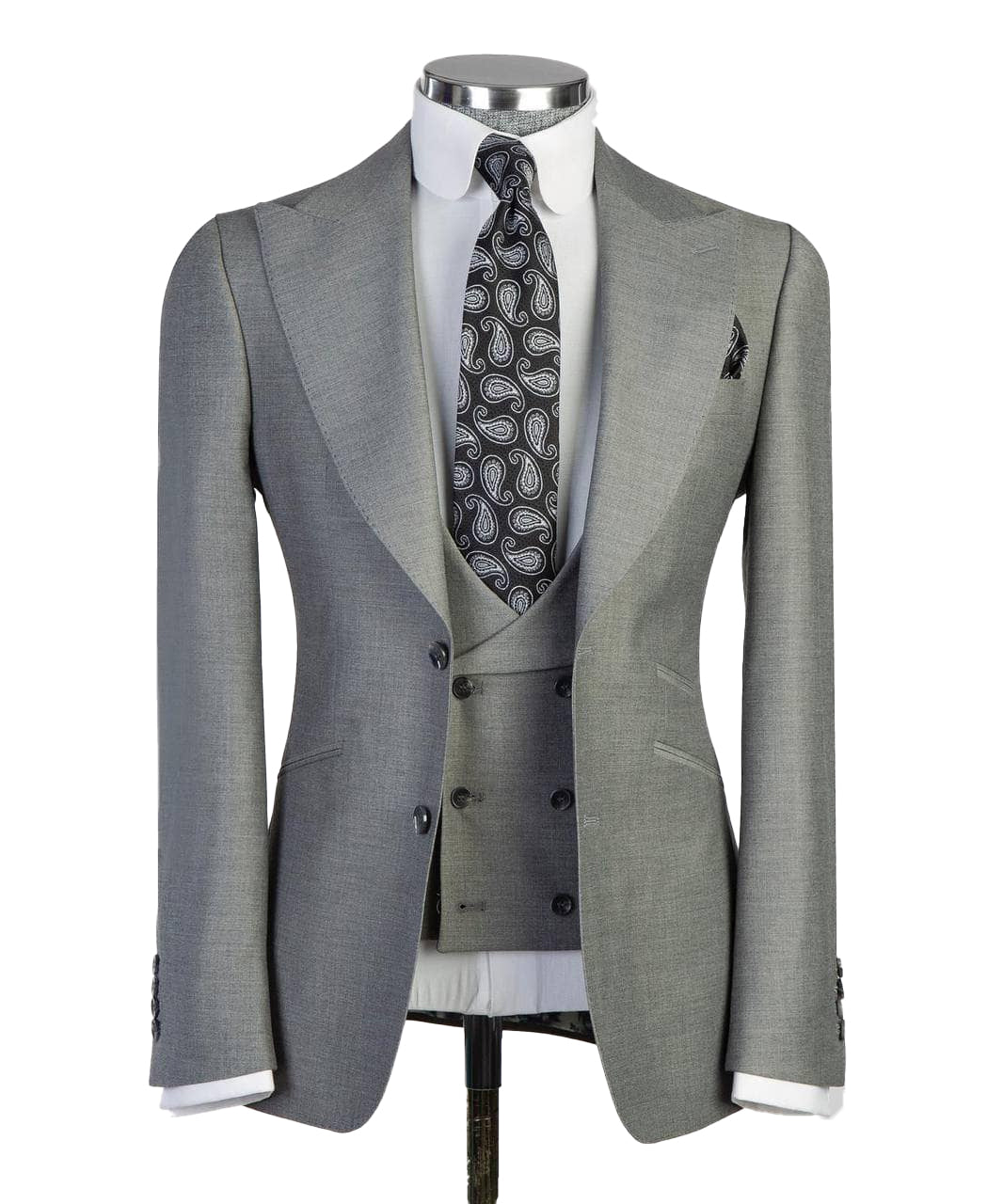 3 piezas Menores de negocios formales para hombres Fit Suits de doble pecho Tuxedo (blazer+chaleco+pantalones)