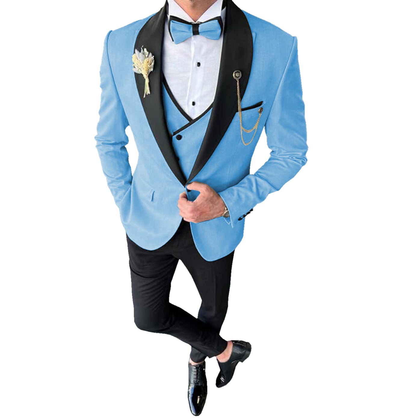 ceehuteey 3 Piece Mens Suit  Shawl Lapel Prom  For Wedding Tuxedos (Blazer + Vest + Pants)