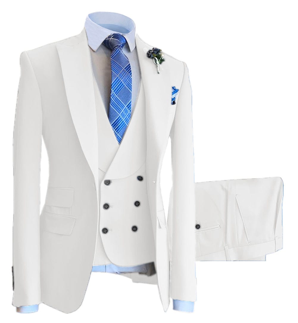 ceehuteey 3 Pieces Mens Suit Design Slim Fit Peak Lapel Tuxedos (Blazer+vest+Pants)