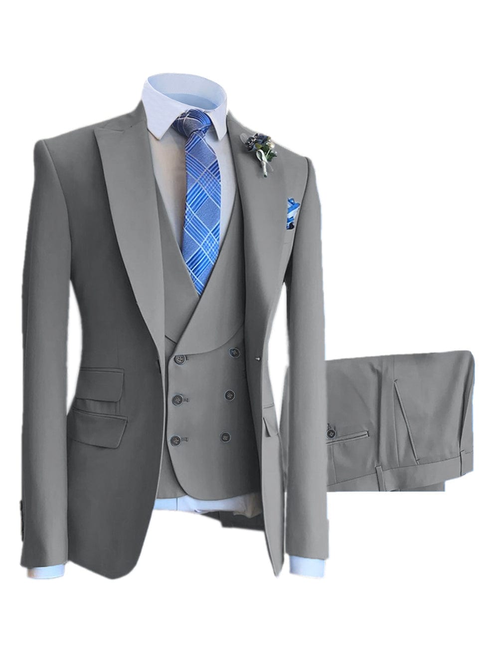 ceehuteey 3 Pieces Mens Suit Design Slim Fit Peak Lapel Tuxedos (Blazer+vest+Pants)