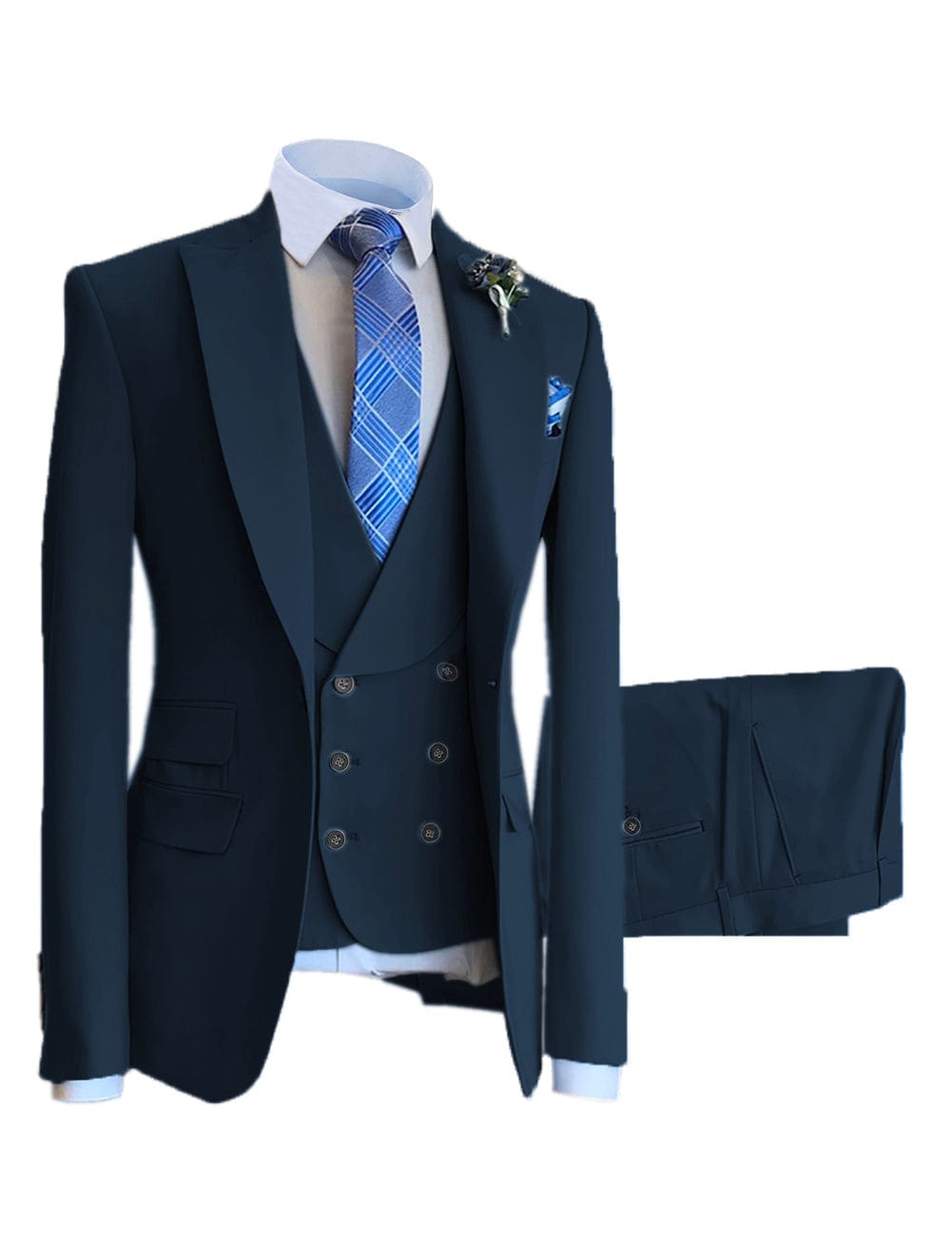 ceehuteey 3 Pieces Mens Suit Design Slim Fit Peak Lapel Tuxedos (Blazer+vest+Pants)