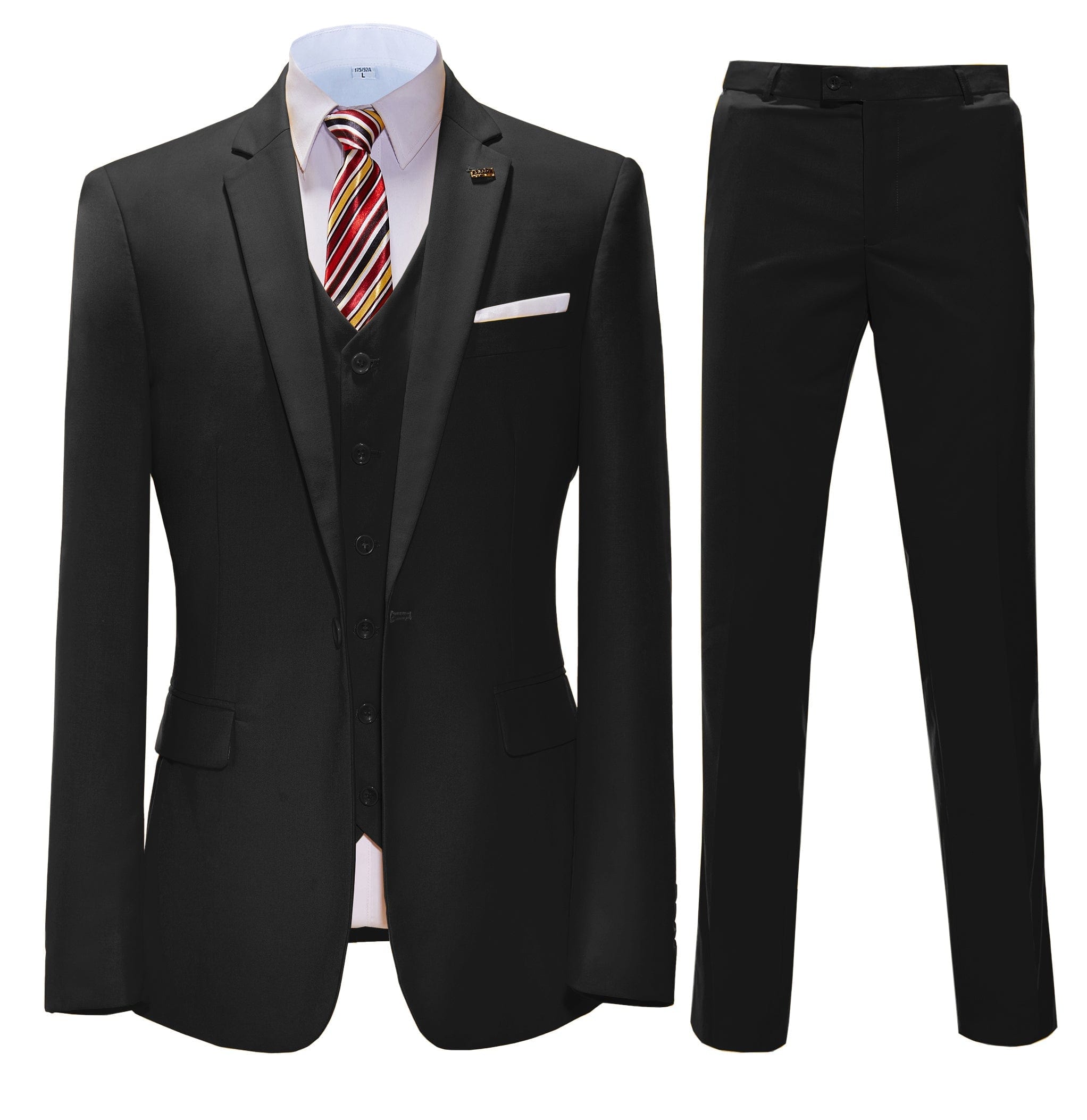 ceehuteey 3 Pieces Mens Suit Flat Notch Lapel Business Tuxedos (Blazer+vest+Pants)