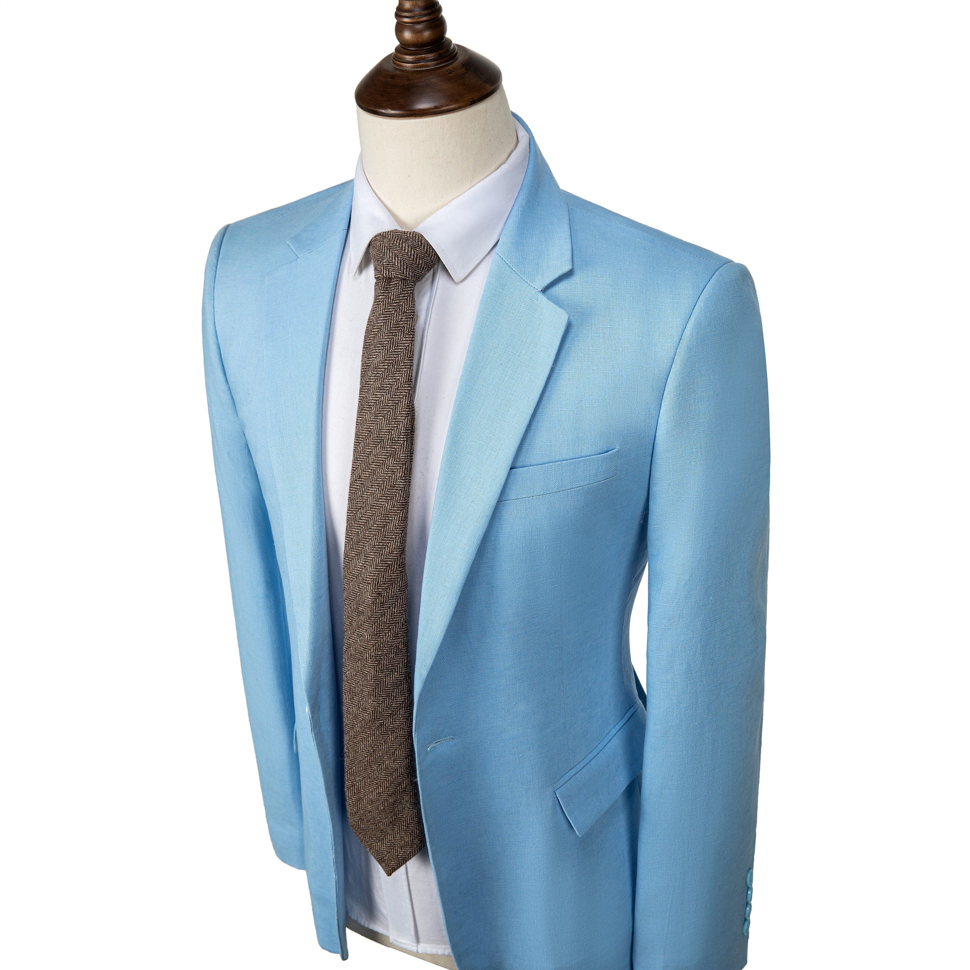 ceehuteey Fashion Formal Men's Linen Regular Notch Lapel Blazer