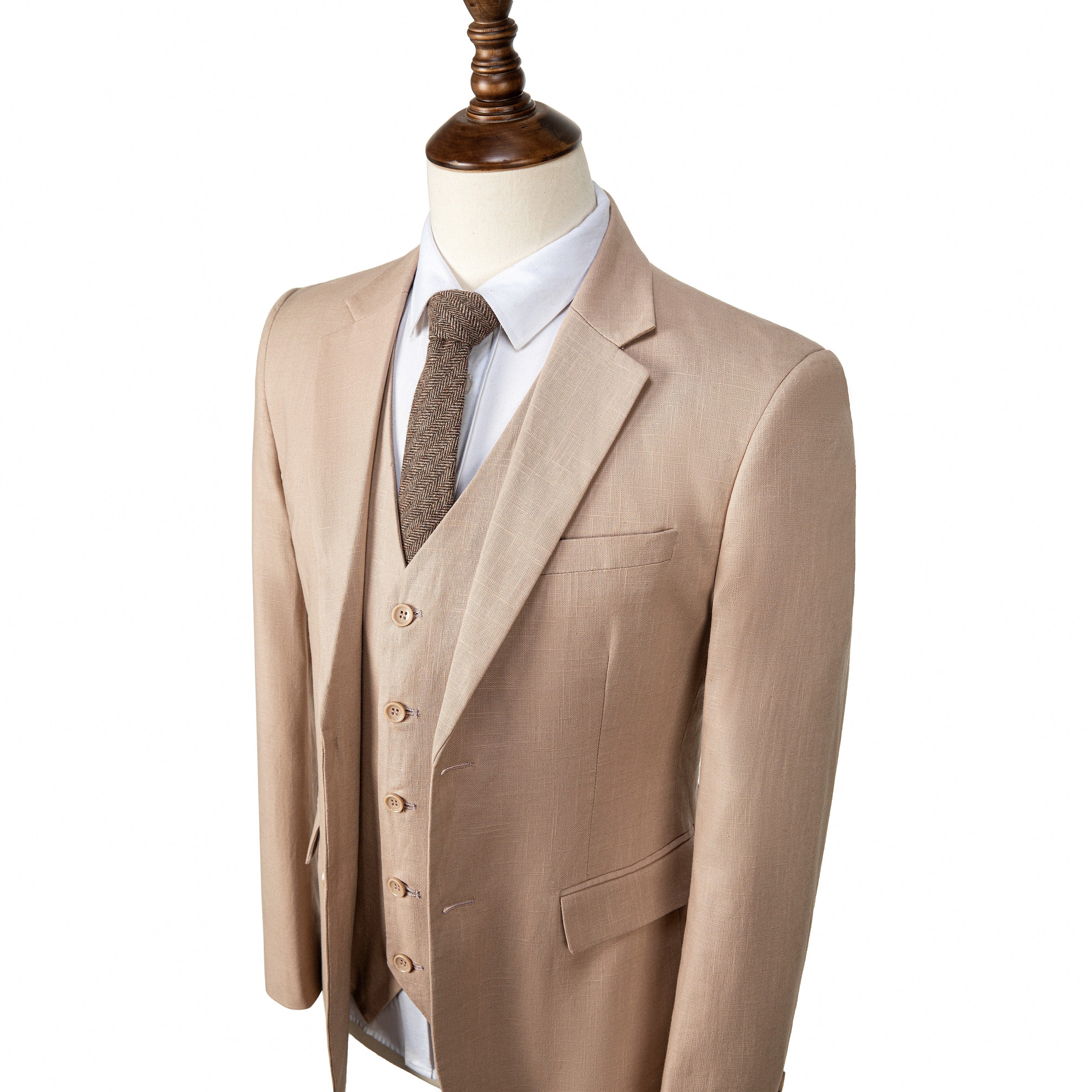 ceehuteey Fashion Formal Men's Linen Regular Notch Lapel Blazer