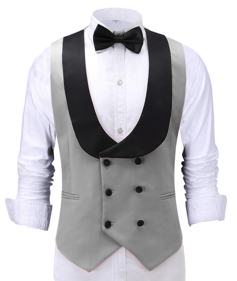 ceehuteey Fashion Men's Suit Vest Regular Fit Shawl Lapel Waistcoat For Wedding