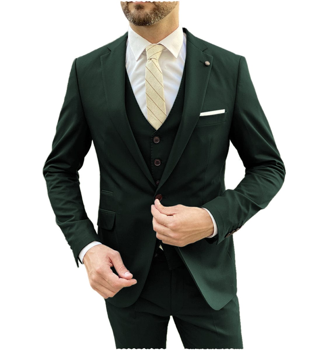 ceehuteey Flat Notch Lapel 3 Pieces Mens Suit (Blazer+vest+Pants)