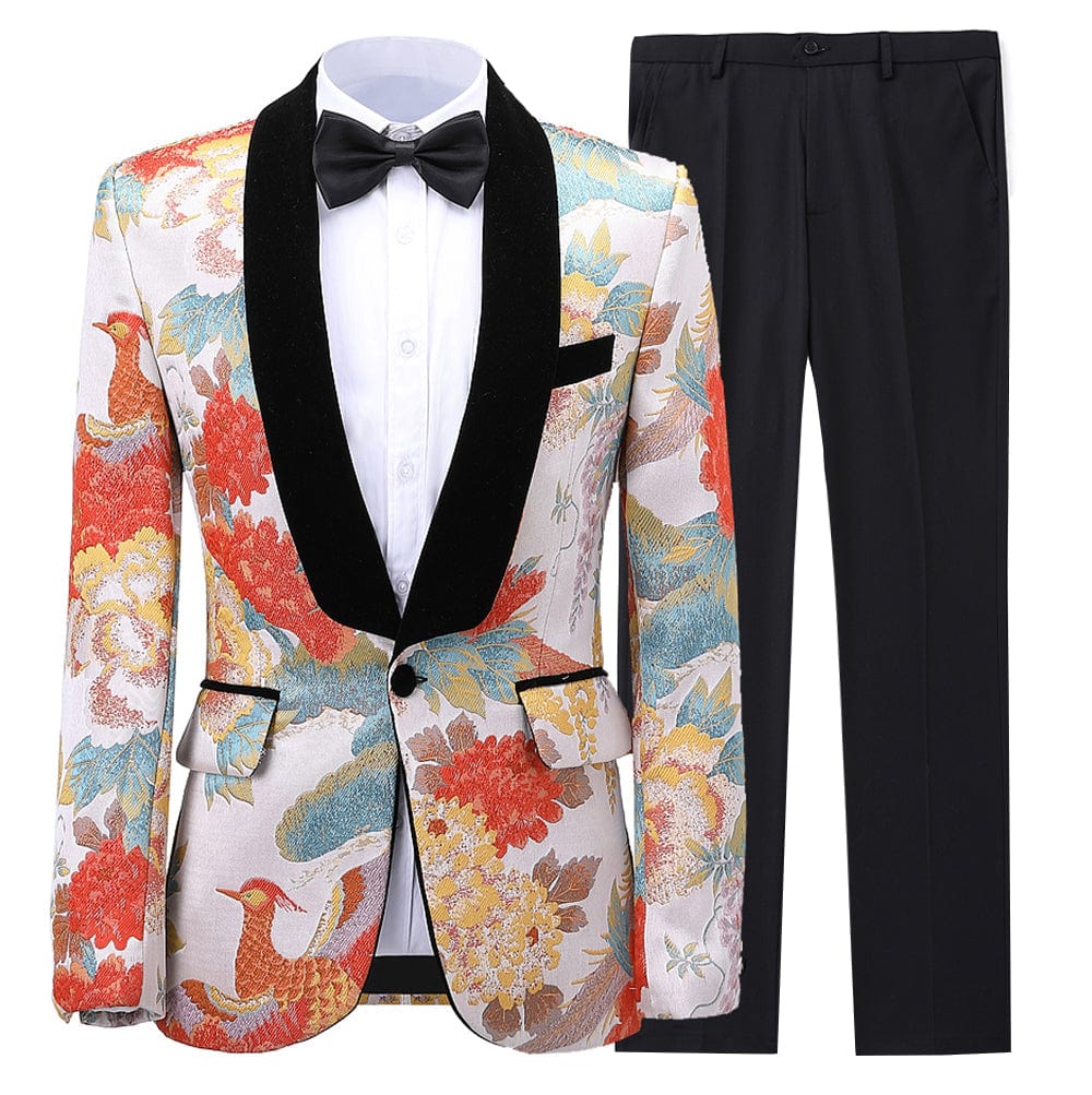 ceehuteey Formal Men's Suit Double Breasted 2 Piece Business Tuxedos (Blazer+Pants)