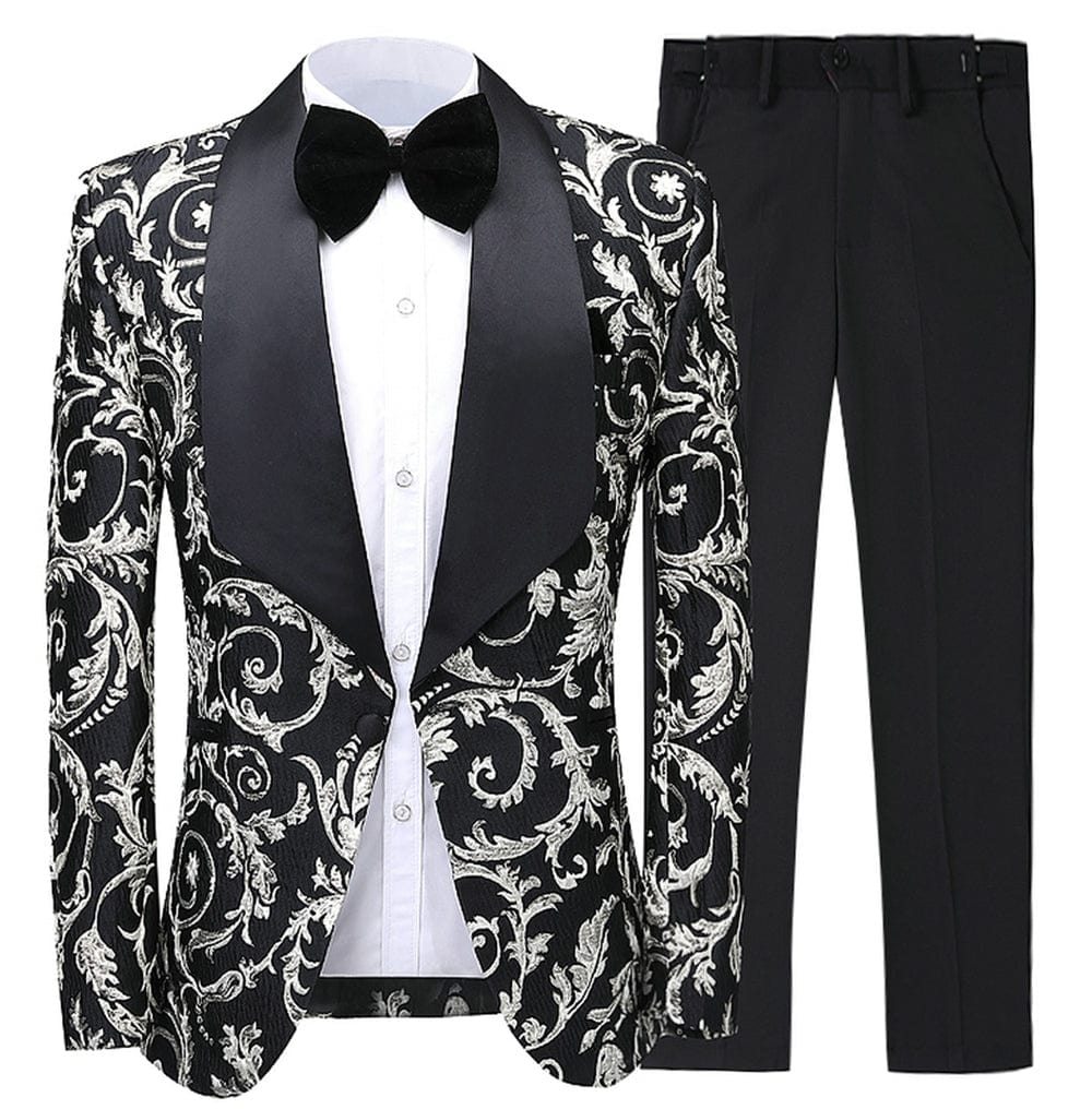 ceehuteey Formal Men's Suit Double Breasted Slim Fit 2 Piece Business Tuxedos (Blazer+Pants)