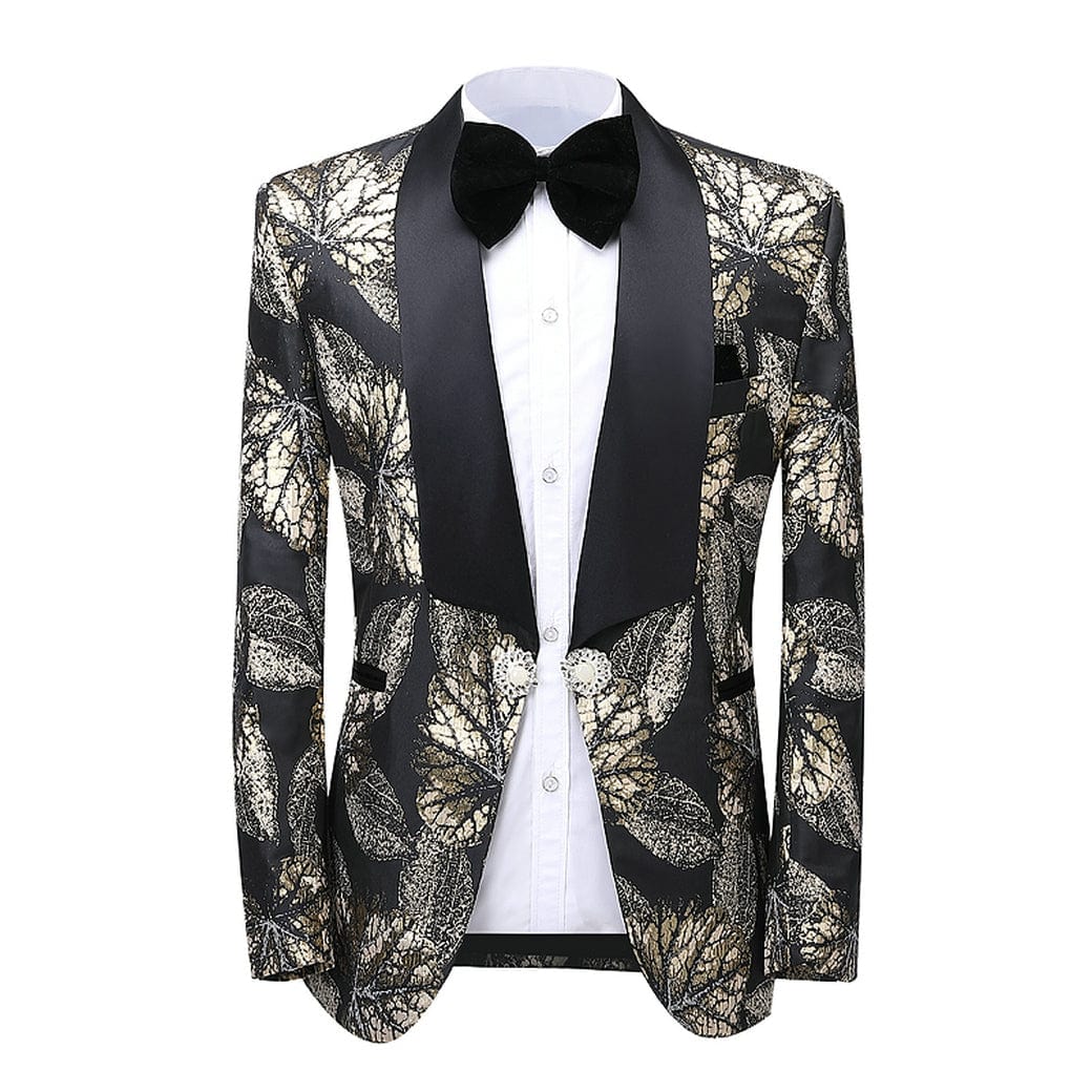 ceehuteey Formal Men's Suit Printed Double Breasted Slim Fit 2 Piece Business Tuxedos (Blazer+Pants)