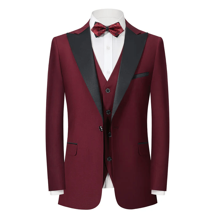 ceehuteey Men's 3-Piece One Button Peak lapel Slim Fit Suit For Wedding Or Party (Blazer+vest+Pants)