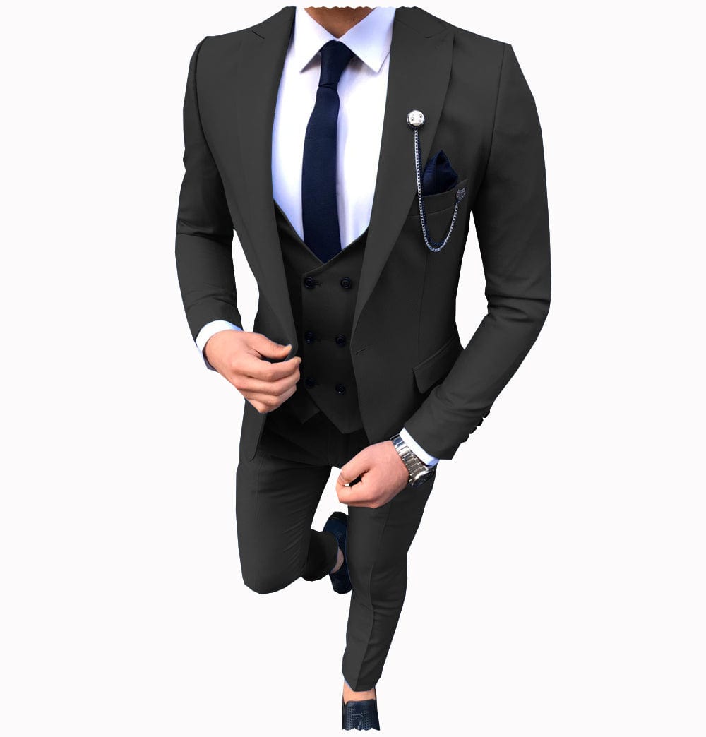 ceehuteey Men's 3 Piece Suit Slim Fit Suits One Button Formal Wedding Prom Suits (Blazer + Vest + Pants)