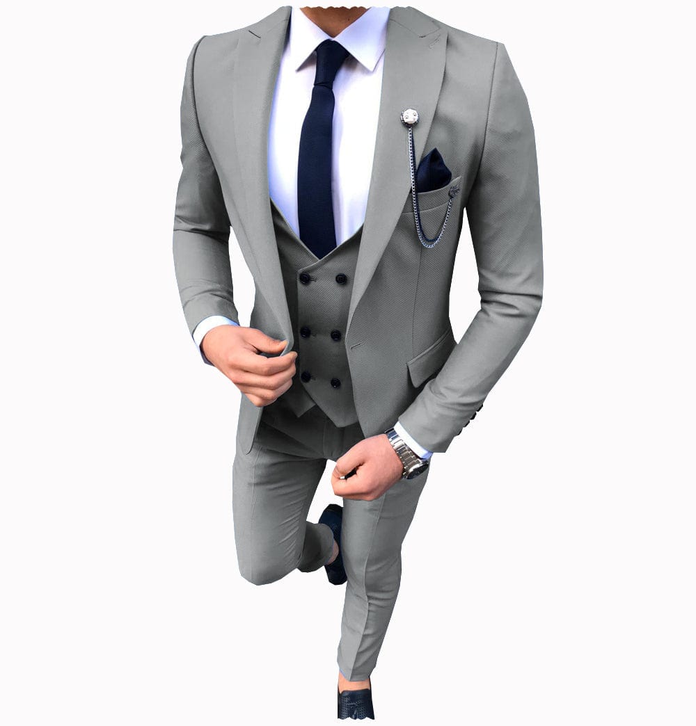 ceehuteey Men's 3 Piece Suit Slim Fit Suits One Button Formal Wedding Prom Suits (Blazer + Vest + Pants)