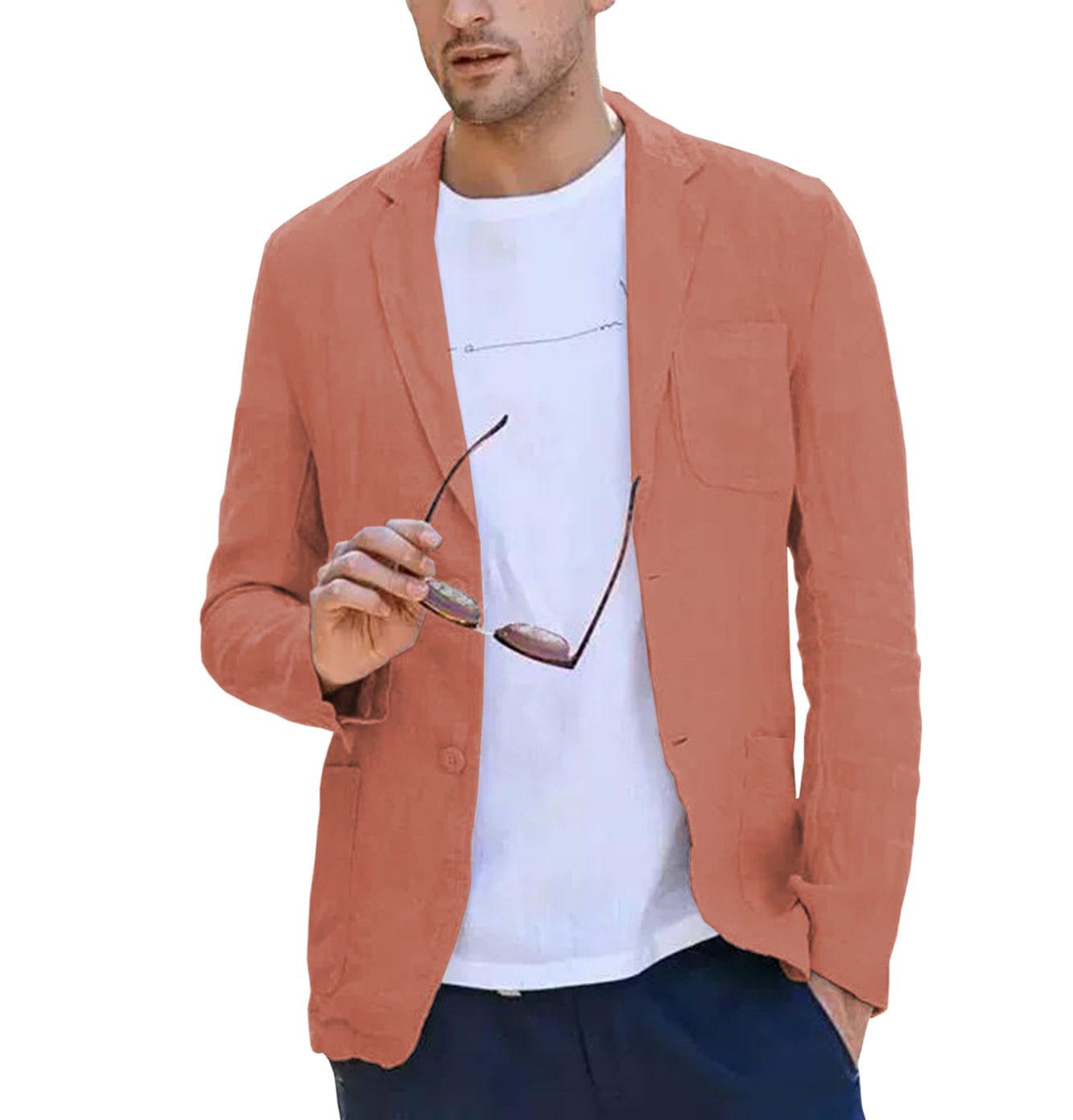 ceehuteey Men's Casual Summer Linen Notch Lapel Suit for Blazer