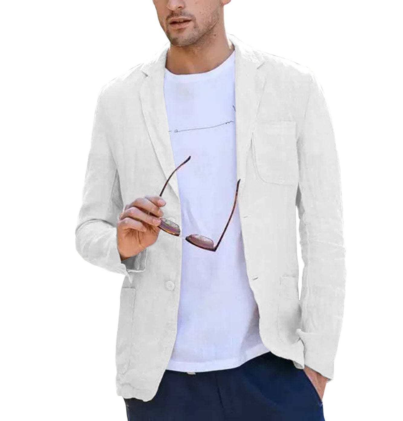 ceehuteey Men's Casual Summer Linen Notch Lapel Suit for Blazer