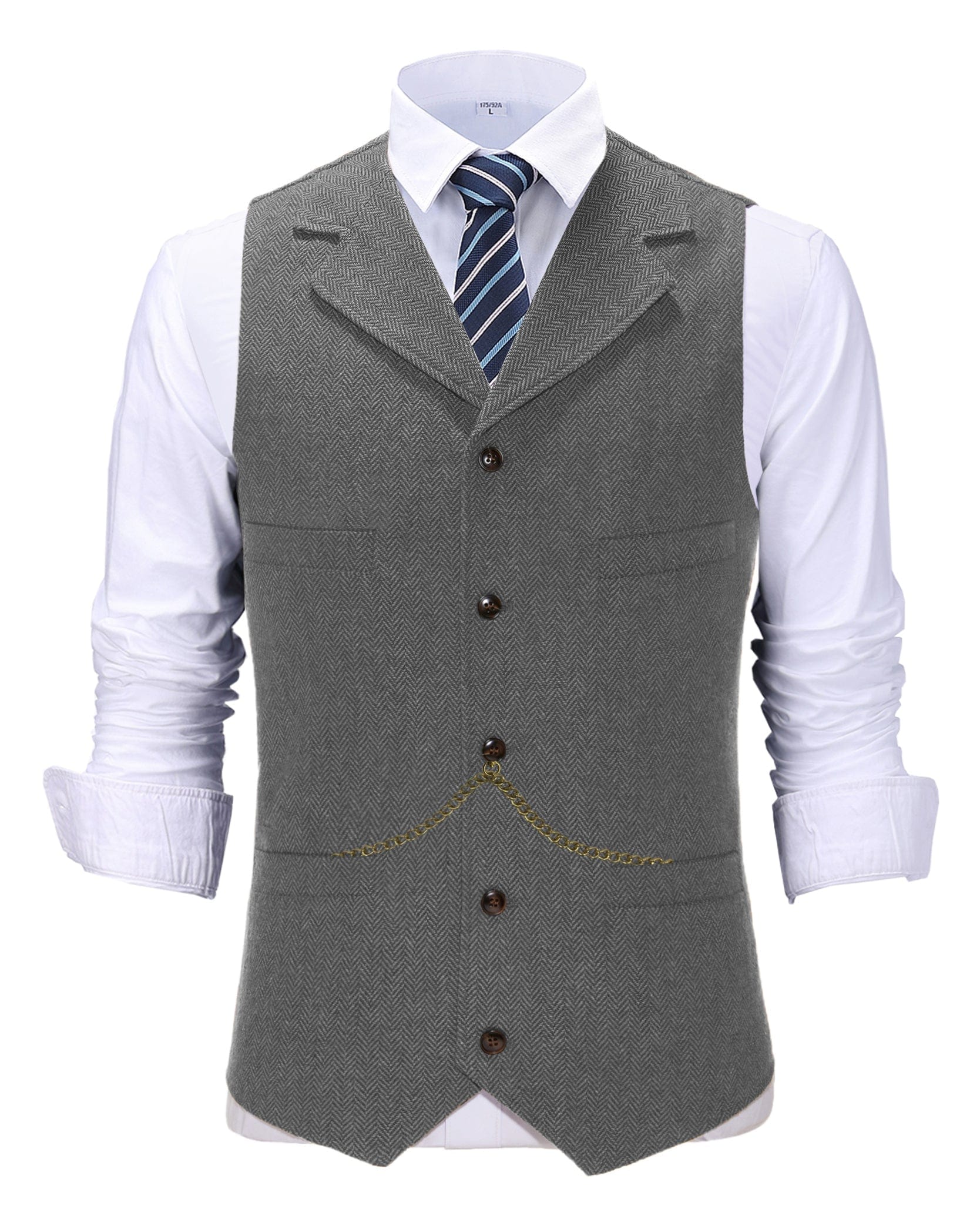 ceehuteey Men's Classic Slim Fit Tweed Herringbone Notch Lapel Suit Vest Waistcoat