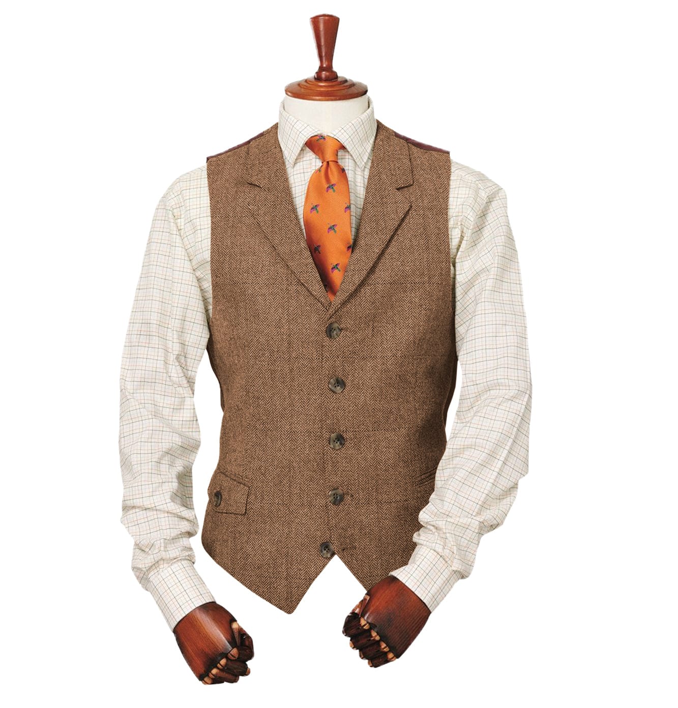 ceehuteey Men's Classic vintage Herringbone Notch Lapel Waistcoat