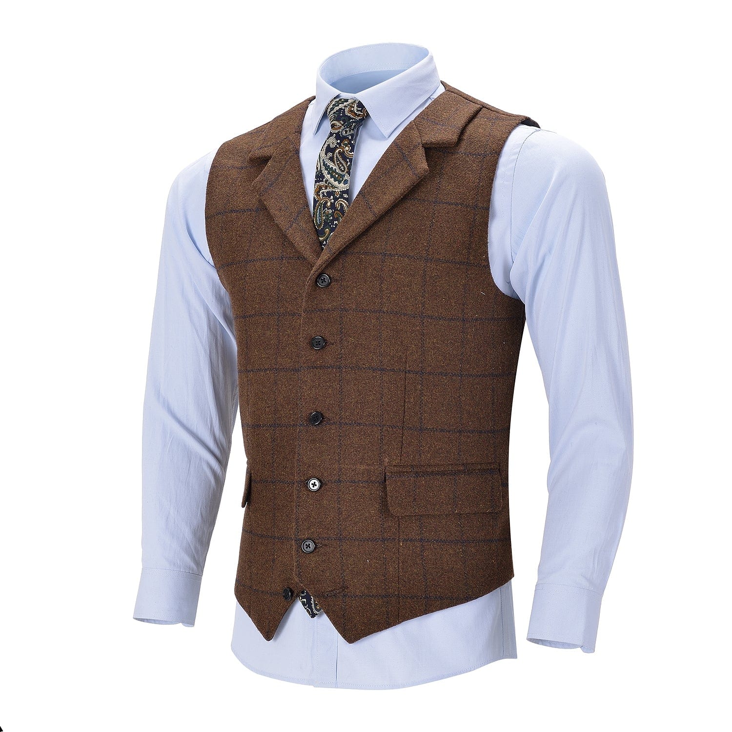 ceehuteey Men's Formal Notch Lapel Suit Vest Tweed Waistcoat