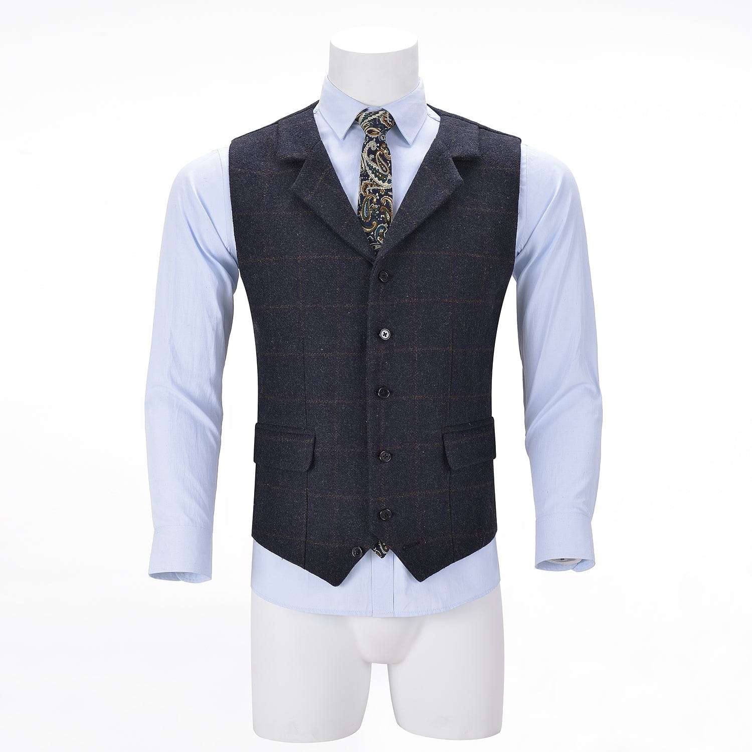 ceehuteey Men's Formal Notch Lapel Suit Vest Tweed Waistcoat