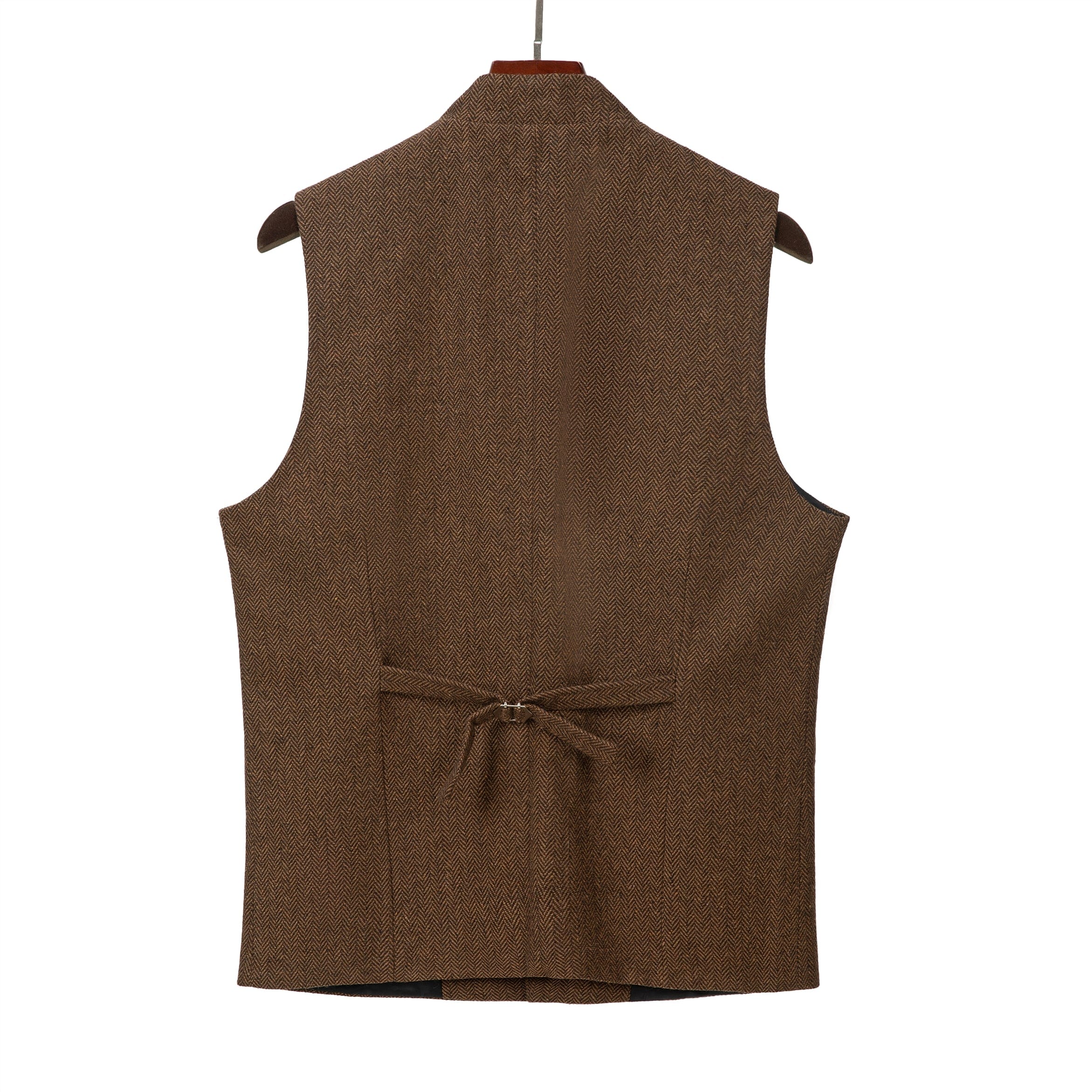 ceehuteey Men's Herringbone Stand Collar Formal Waistcoat