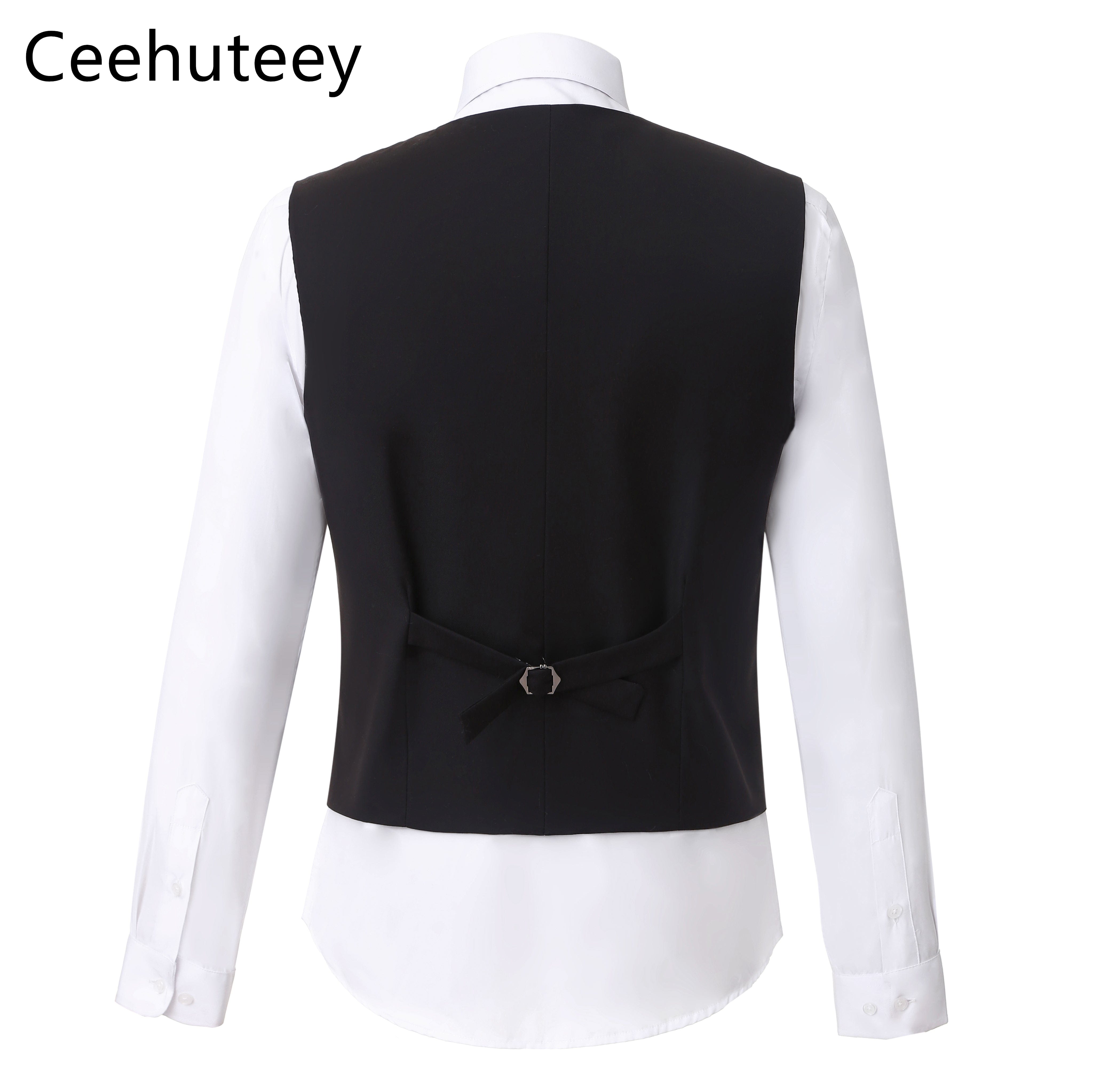 ceehuteey Men's Houndstooth Formal Notch Lapel  for wedding party Tuxedos (Blazer + Vest +Pant)