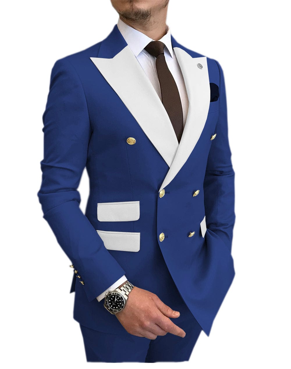 ceehuteey Men's Suit Casual  Double Breasted 2 Piece Business Wedding (Blazer+Pants)