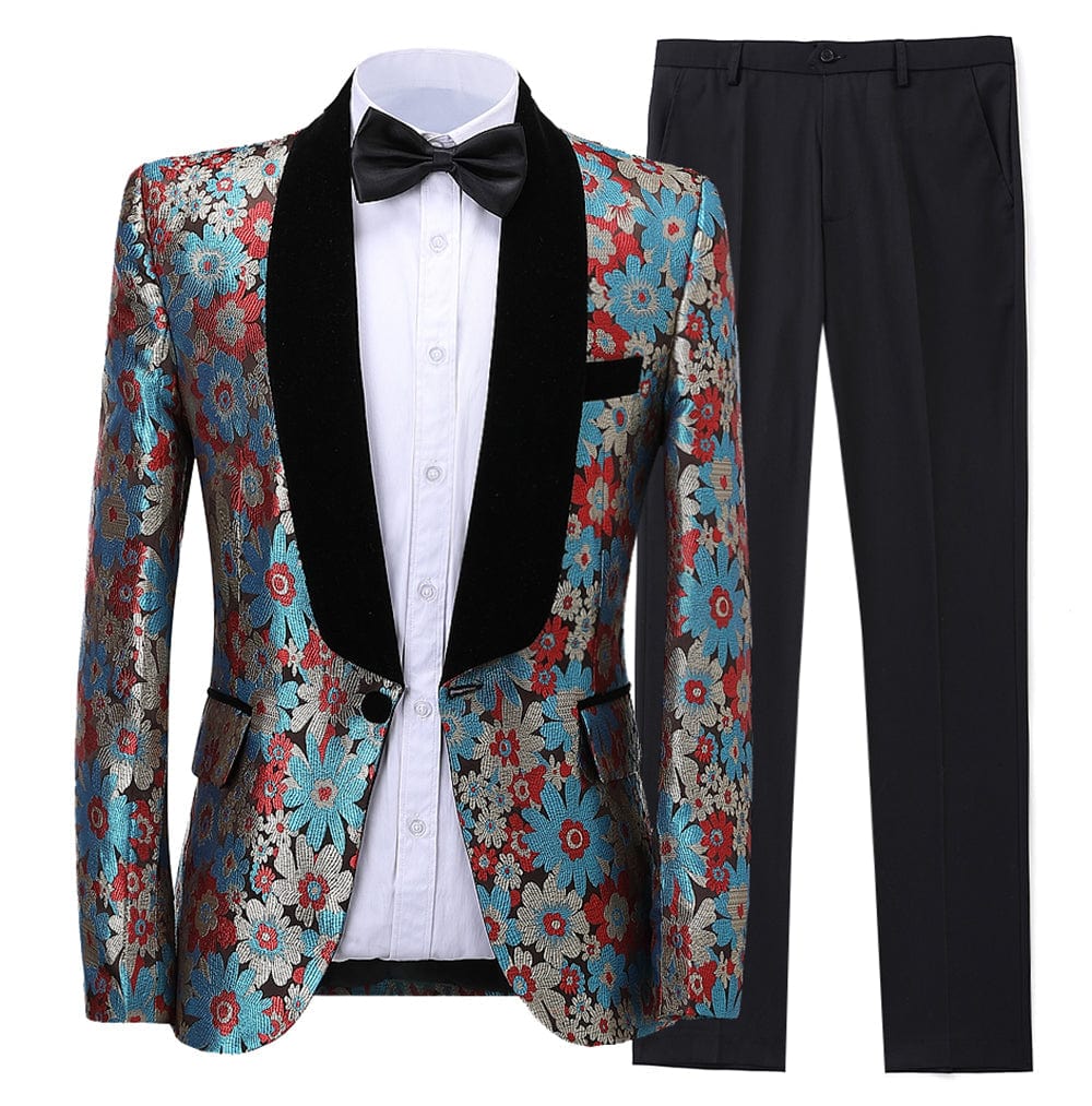 ceehuteey Men's Suit Double Breasted Formal 2 Piece Business Tuxedos (Blazer+Pants)