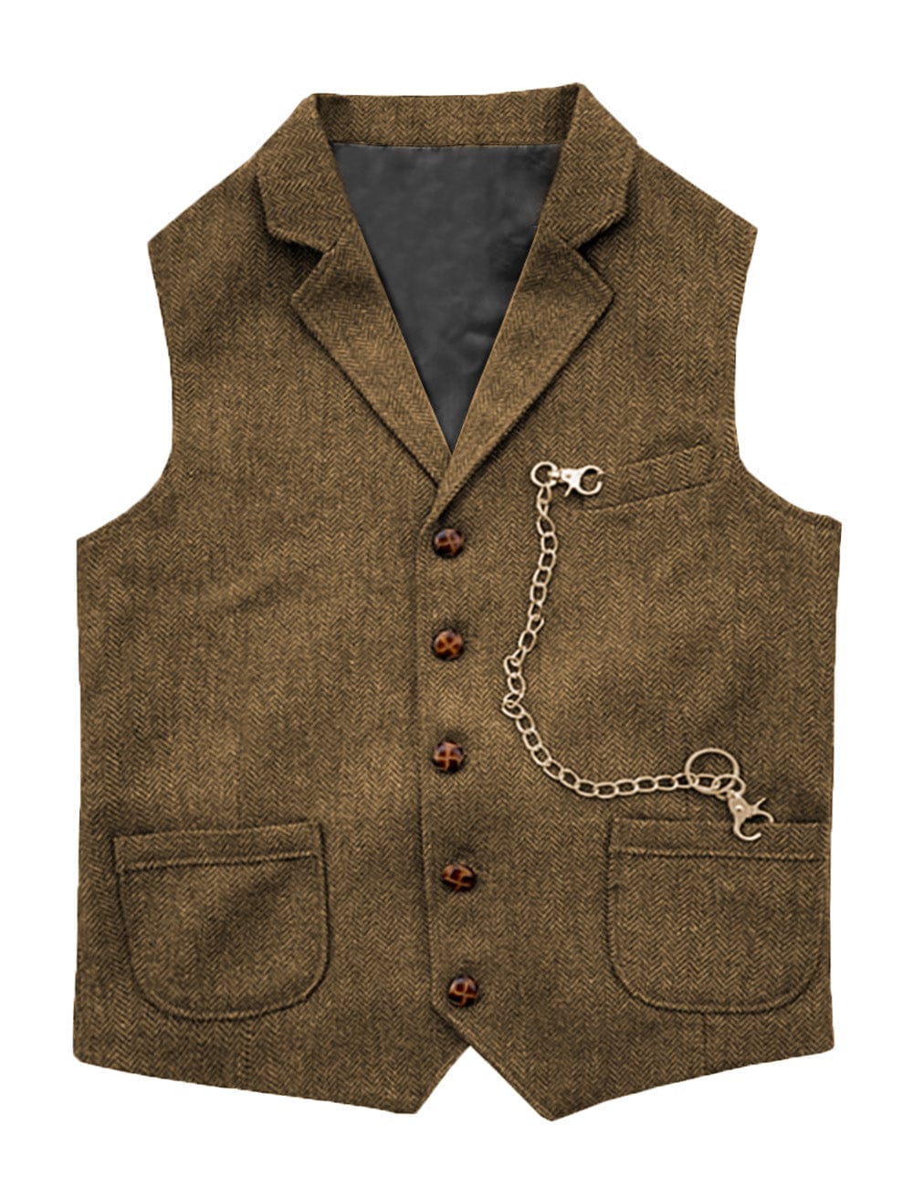 ceehuteey Men's  Suit Vest Casual Herringbone Notch Lapel Waistcoat