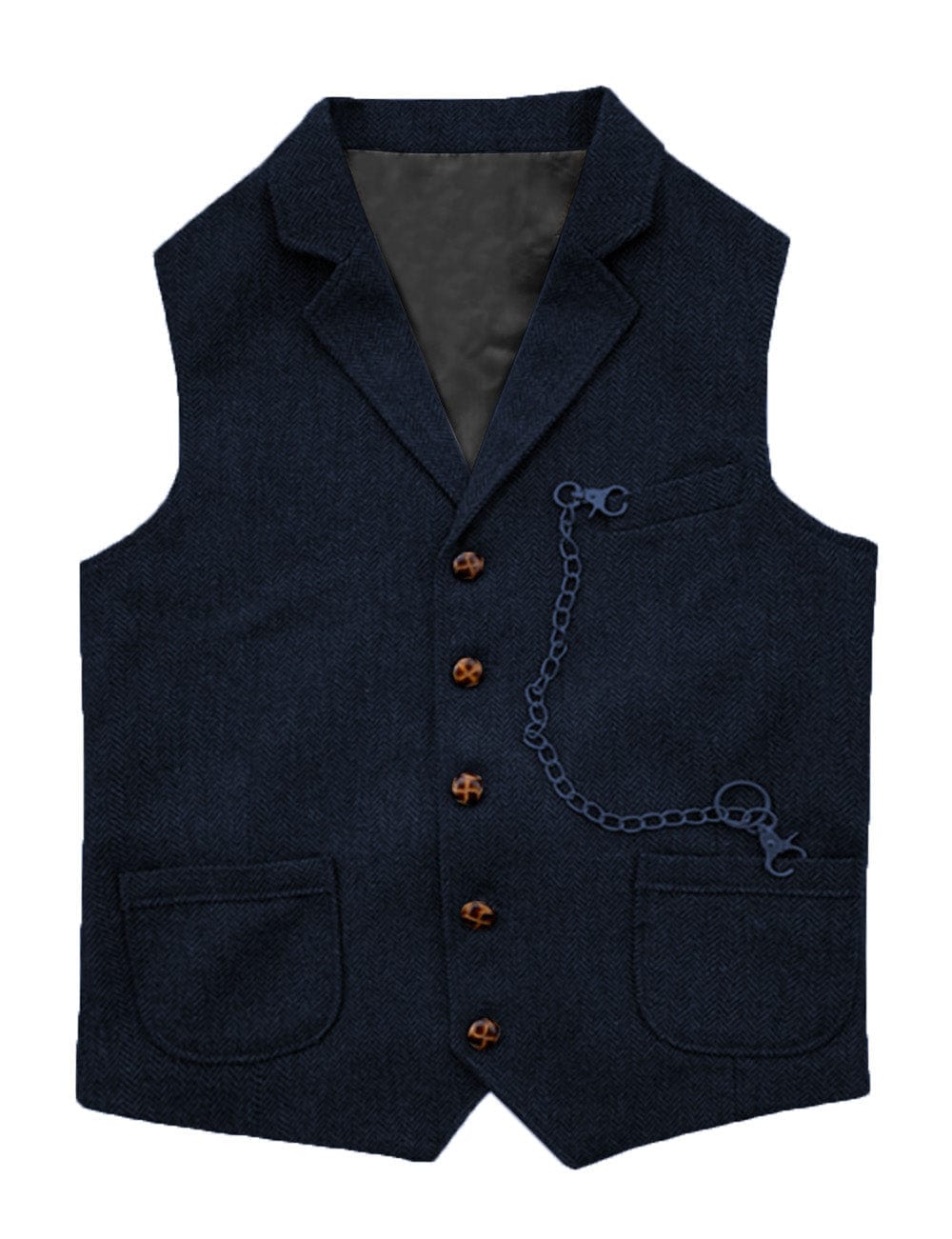 ceehuteey Men's  Suit Vest Casual Herringbone Notch Lapel Waistcoat