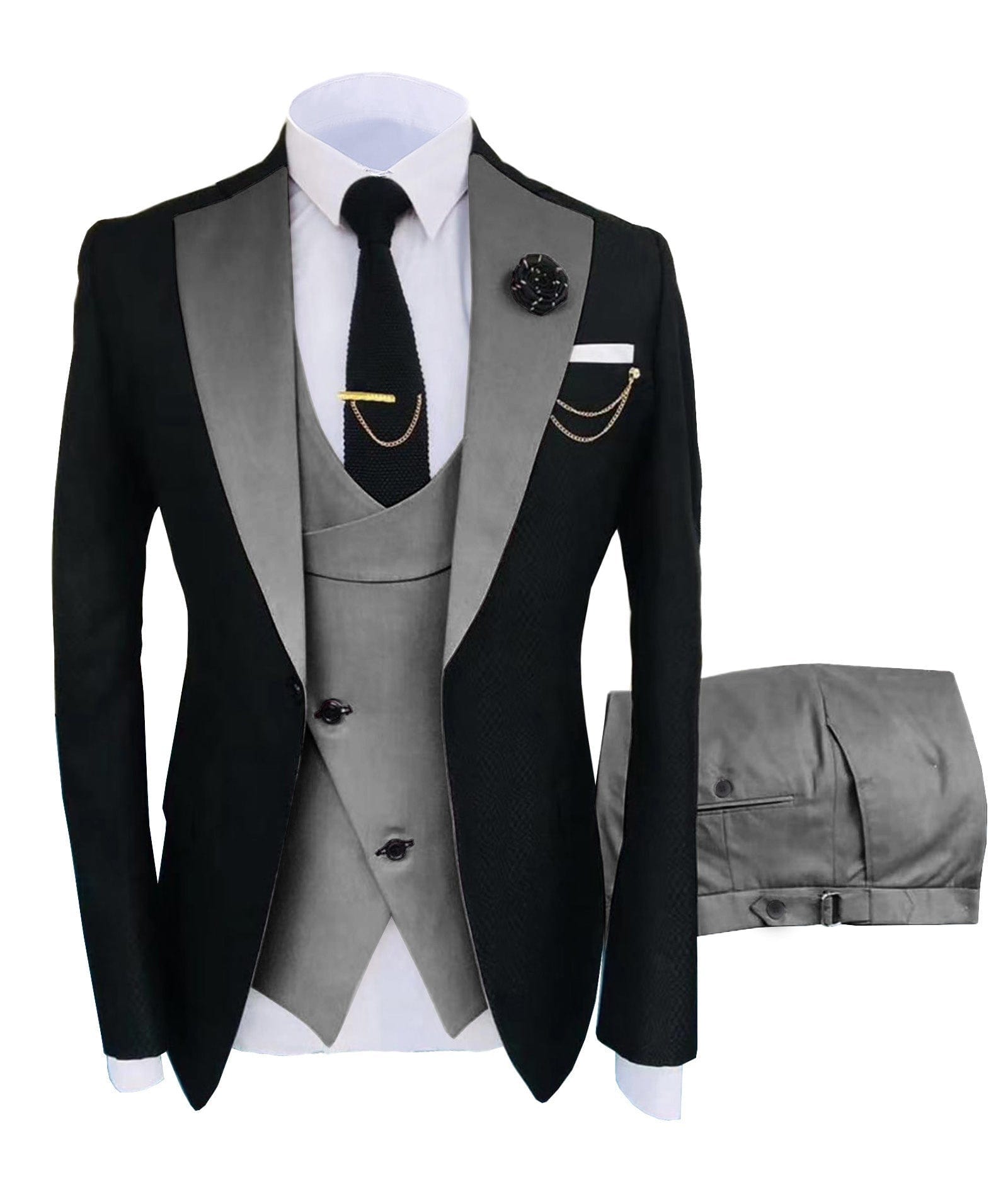 ceehuteey Men's Suits Slim Fit 3 Pieces Notch Lapel Tuxedos for Wedding (Blazer+Vest+Pant)