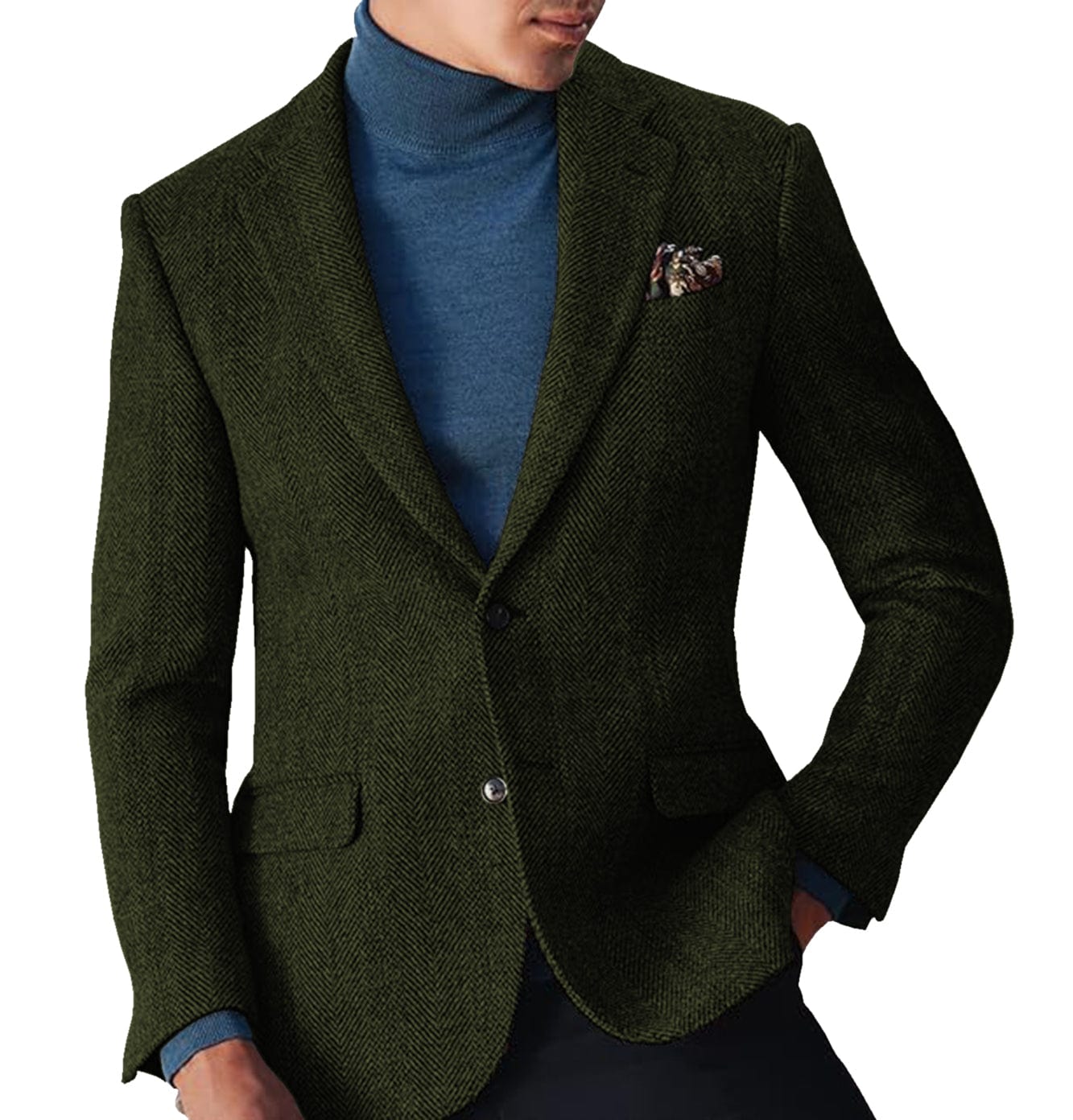 ceehuteey Men's winter Leisure Wool Herringbone Tweed Formal Notch Lapel Blazer