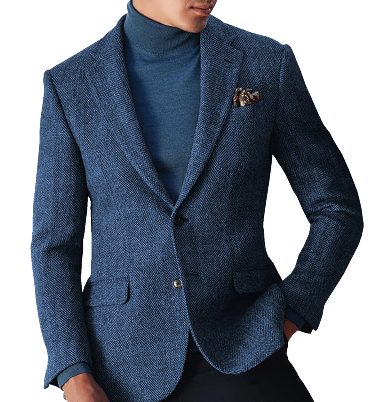 ceehuteey Men's winter Leisure Wool Herringbone Tweed Formal Notch Lapel Blazer