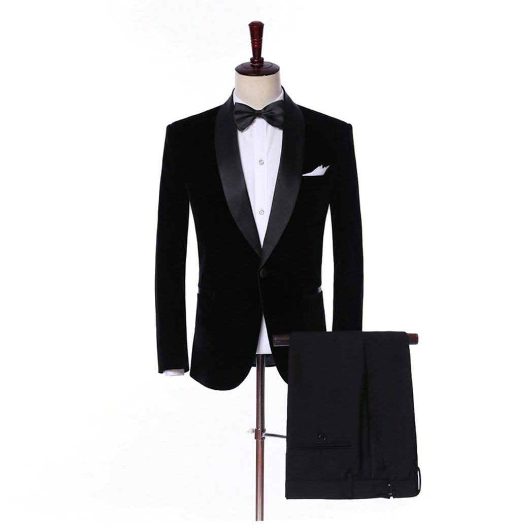 ceehuteey Mens 2 Piece Formal Skinny Tuxedo Suit Set Shawl Lapel